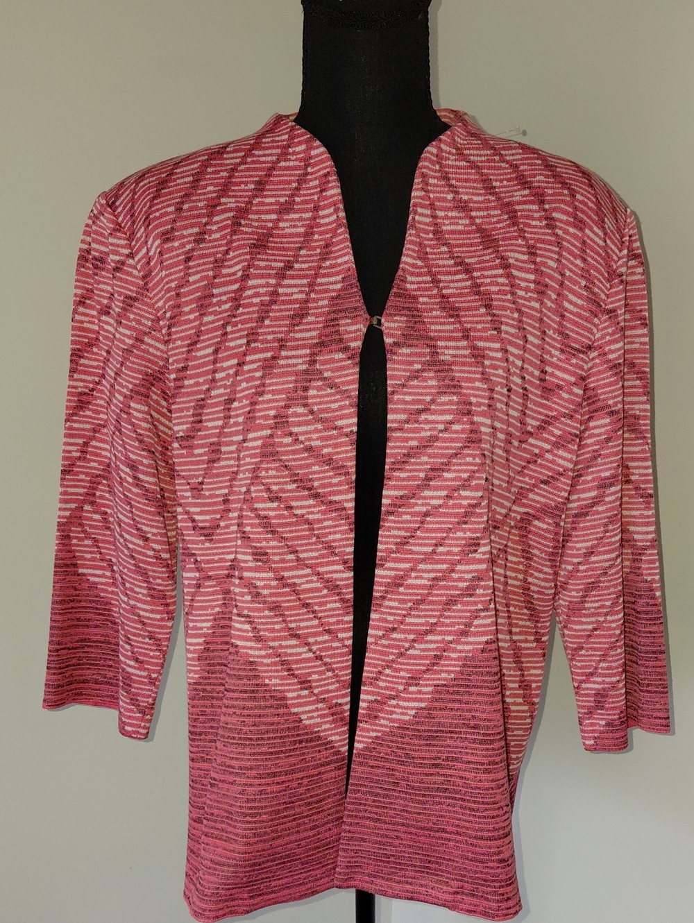 Misook Textured Open Front  Cardigan Jacket Coral Pink size Large Nwot
